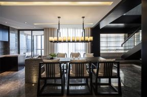 新中式风格105平三居餐厅餐桌椅装修图片