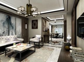 新中式风格164平米三居客厅茶几装修效果图