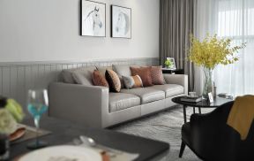 88平现代风格两居室客厅沙发背景墙装饰画效果图 
