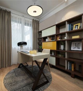 80平现代风格家庭书房办公书桌设计图片