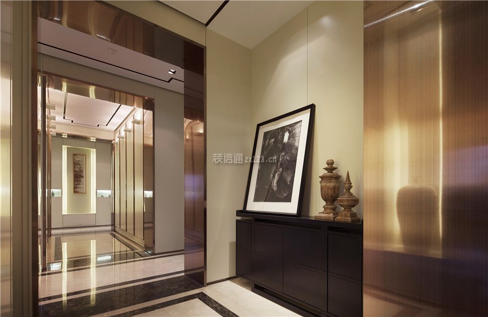 现代新中式风格86平小户型玄关柜子设计图片