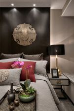 112平米新中式风格平层卧室床头灯设计图片