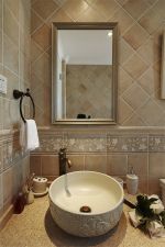 小美式风格140平米三居室卫生间洗手池装潢图片