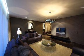 现代简约风格116平米三居客厅圆茶几设计图片