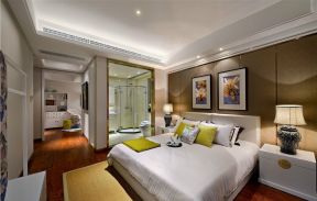 现代中式风格102平米三居室卧室白色床头柜设计图片
