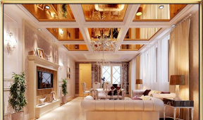欧式风格228平米别墅客厅吊顶装潢效果图