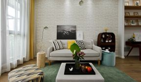 127平米现代简约风格客厅双人布艺沙发图片