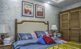 美式复古风格卧室床头挂画装饰效果图片