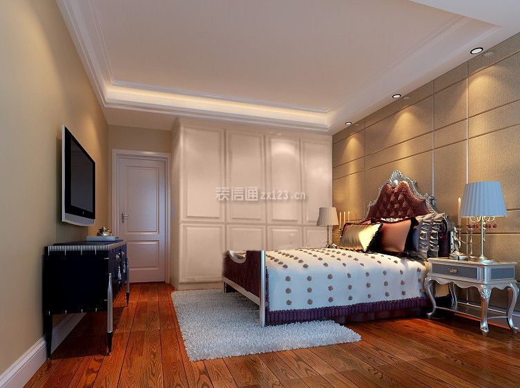 欧式风格280平米四居卧室床头台灯装饰效果图
