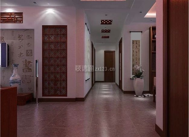 新中式风格140平米四居过道装饰效果图