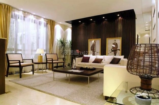 153平现代中式风格客厅沙发背景墙设计图