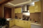 120平三居室厨房黄色橱柜布置图片