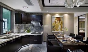 观澜国际120㎡新中式三居室厨房餐厅装修效果图