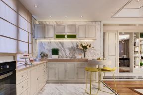 简约欧式风格127平三居室厨房吧台装饰图片