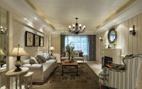 115平米田园风格客厅地毯装修设计