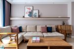 北欧风格小客厅沙发背景墙置物架设计图片