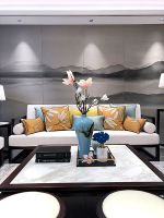 中式风格房屋客厅沙发背景墙效果图 