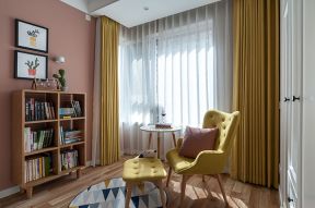 北欧风格家庭室内休闲区书架设计效果图