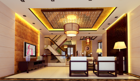 新中式风格别墅客厅 客厅装修效果图新中式风格 
