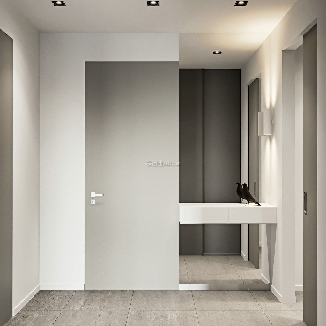 极简风格60平米小户型房间门设计图片