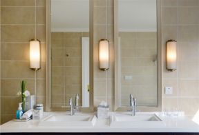 105平米简约欧式风格平层卫生间壁灯设计图片
