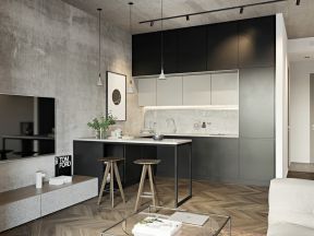 极简风格60平米小户型厨房吧台设计图片