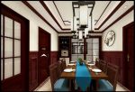 新中式风格268平复式餐厅餐桌椅设计效果图