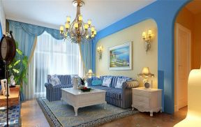 地中海风格101平米三居客厅沙发墙装修效果图