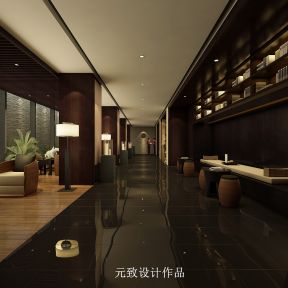 新中式风格800平米女子spa会所过道装修效果图