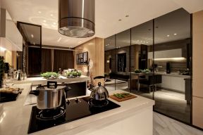 124平米现代风格三居厨房灶台装潢设计图