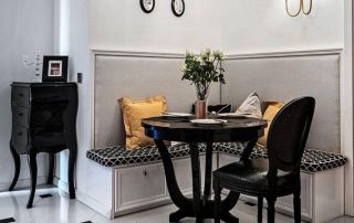 80平米现代美式风格三居餐厅卡座沙发设计图片