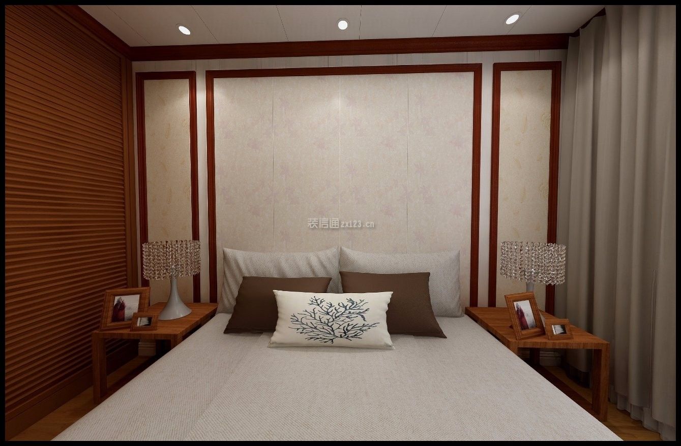 新中式风格133平三居室卧室床头灯设计效果图