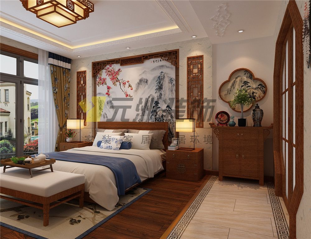 2020传统中式风格卧室客厅装修效果图 2020典雅新中式风格卧室装修图片 