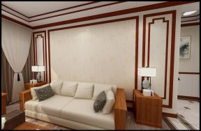 新中式风格133平三居室客厅沙发墙设计效果图