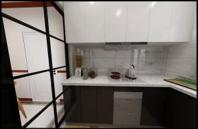 新中式风格133平三居室厨房背景墙设计效果图