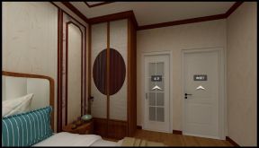 新中式风格133平三居室卧室衣柜设计效果图