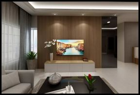 89平米现代简约风格三居客厅电视墙装潢效果图