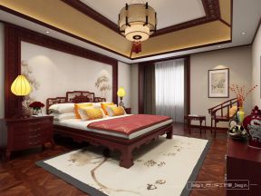 中式风格400平米别墅卧室床头柜装修效果图