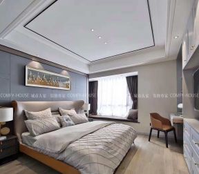125平米现代风格三居卧室飘窗家装效果图片