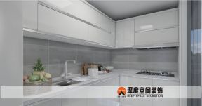 现代风格129平米四居白色厨房装修效果图