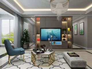 现代风格148平米三居客厅电视背景墙柜装修效果图