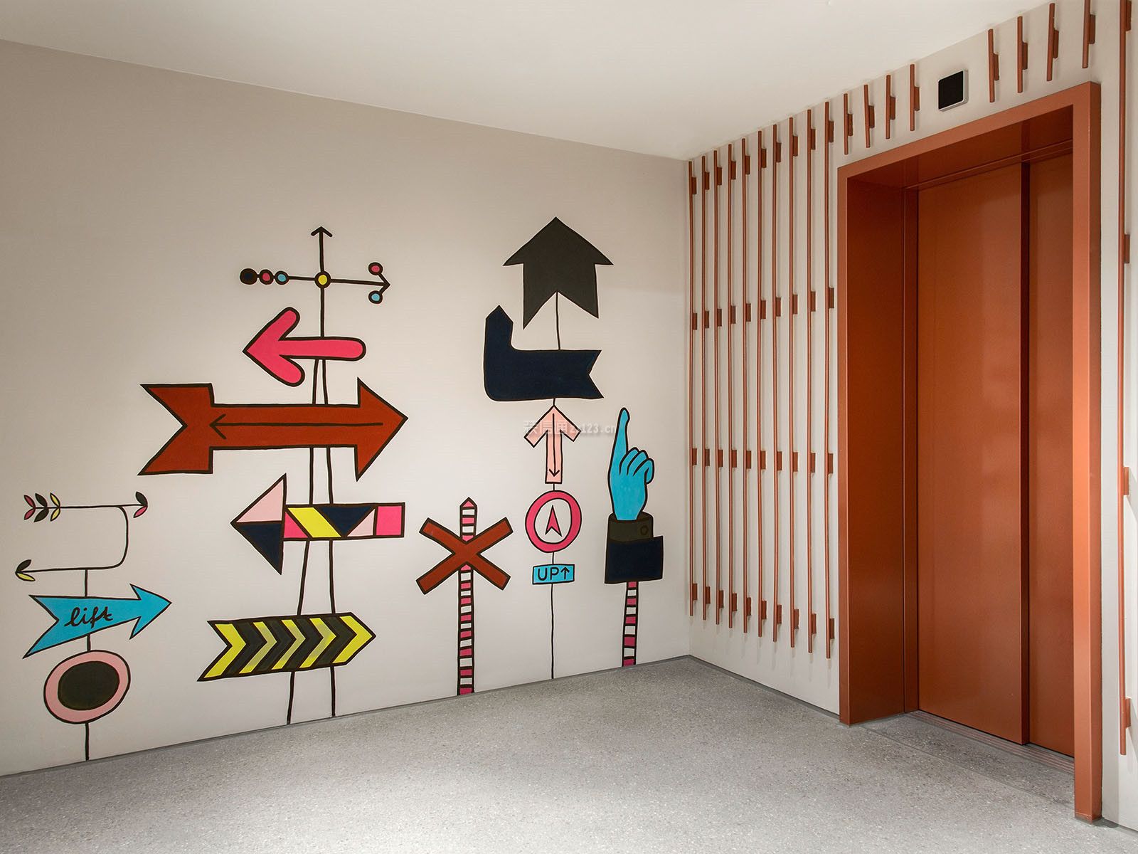 现代风格259平米创意酒店过道彩绘墙设计效果图片