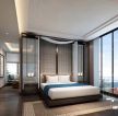 新中式风格600平米别墅卧室落地窗装潢效果图