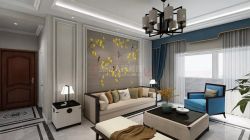 138平新中式风格客厅沙发摆放布置效果图