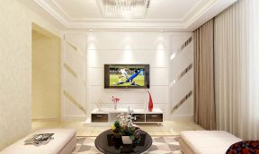 136平米现代风格三居客厅电视墙家装效果图