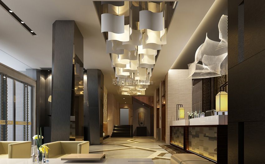 现代风格46000平米商务酒店前台装修效果图