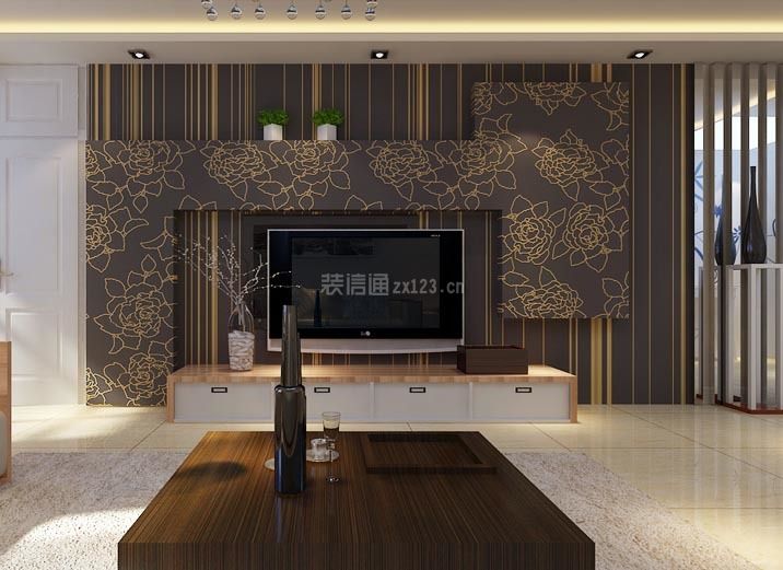 142平米现代简约三居室客厅电视柜设计效果图