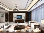 145平米新中式风格三室客厅电视墙装修效果图