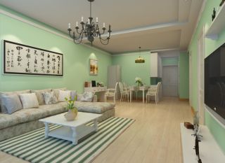 90平米田园风格二居室客厅茶几装修效果图