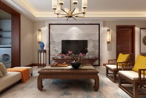 新中式风格客厅茶几实木装修设计图